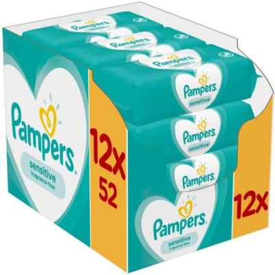 PAMPERS SENSITIVE BABY WIPES 52S X 12