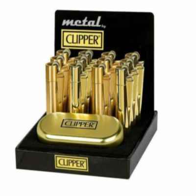 CLIPPER METAL FLINT LIGHTER GOLD DISPLAY OF 1
