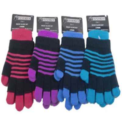 HANDY 2 IN 1 MAGIC GLOVES BRIGHT STRIPES 12 P