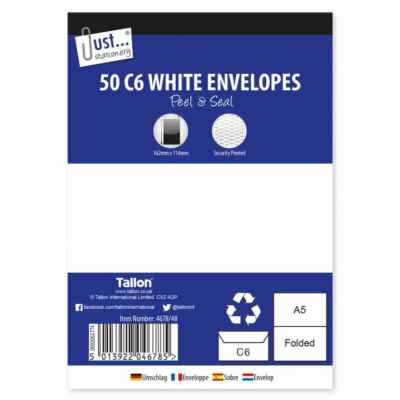 ENVELOPES C6 P&S WHITE 50PK X 12