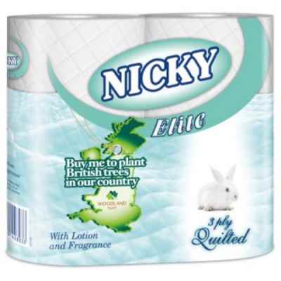 NICKY ELITE T/T 3PLY 4 ROLL X 10 WHITE