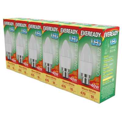 EVEREADY LED CANDLE 4.9W B22 WARM WHITE PACK