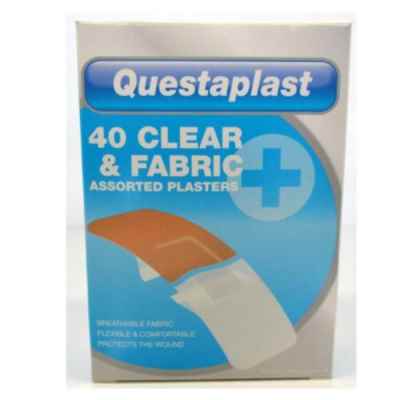 PLASTERS CLEAR & FABRIC  ASSORTED 40S  X 12