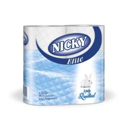 NICKY ELITE T/T 3PLY 4 ROLL X 10 BLUE PM?1.69