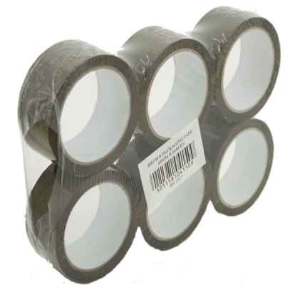 BROWN (BUFF) TAPE 2 INCH 6 PACK