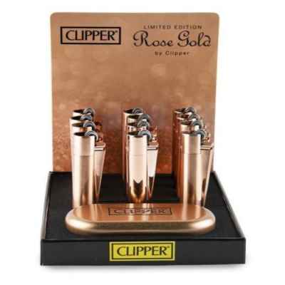 CLIPPER METAL FLINT LIGHTER ROSE GOLD DISPLAY