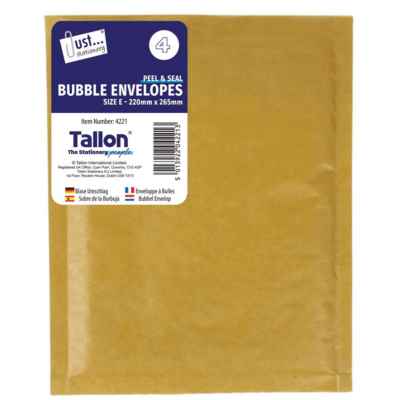 BUBBLE ENVELOPES SIZE E 220 X 265 4PK