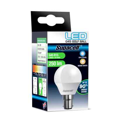 SUPACELL LED GOLF B15 PEARL 3W WARM WHITE