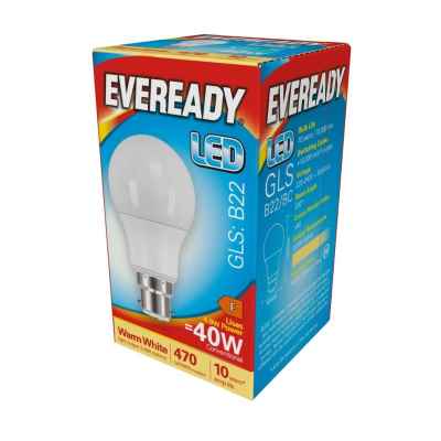 EVEREADY LED GLS 5.5W B22 WARM WHITE