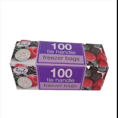 TIDYZ FREEZER BAGS TIE HANDLES 100'S X 24
