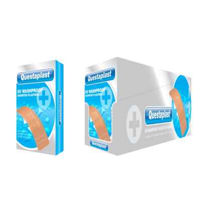 PLASTERS WASHPROOF  50 ASSORTED X 12