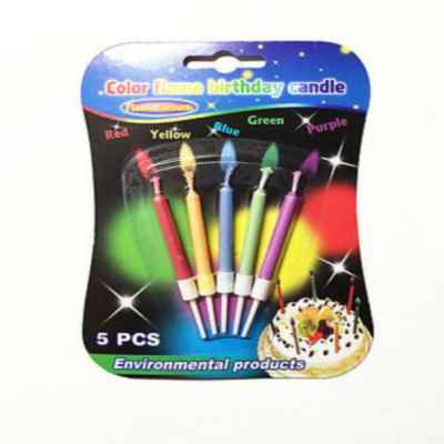 BIRTHDAY COLOUR FLAME CANDLES 5 PCS
