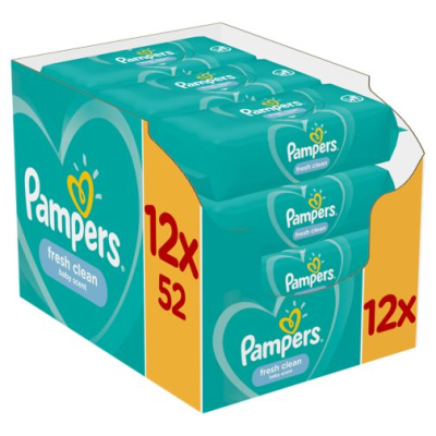 PAMPERS FRESH CLEAN BABY WIPES 52S X 12