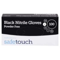 SAFETOUCH BLACK NITRILE (PF) GLOVES 100S - SM
