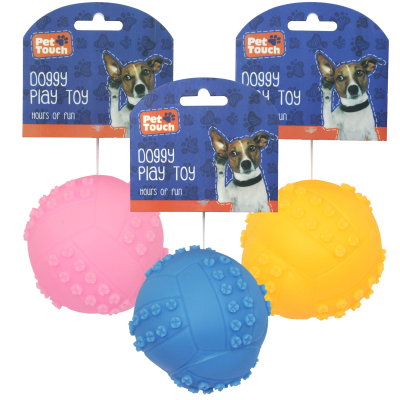 PET TOUCH SQUEAKY BALL DOG TOY ASSORTED (HT65