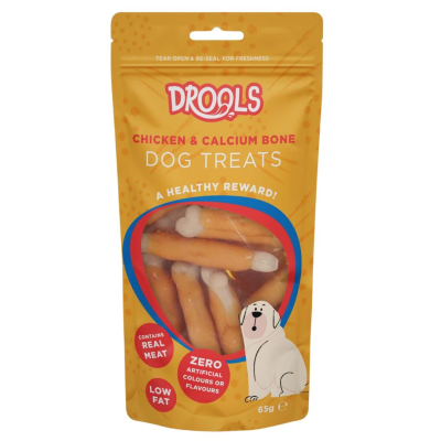 DROOLS DOG TREATS CHICKEN & CALCIUM BONE 65G