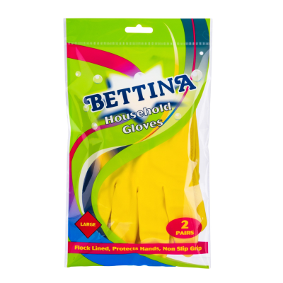BETTINA YELLOW HOUSEHOLD GLOVE LARGE 2PK X10