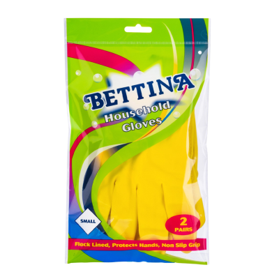 BETTINA YELLOW HOUSEHOLD GLOVE SMALL 2PK X10