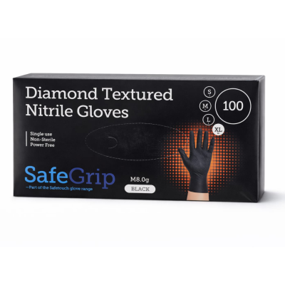 SAFEGRIP BLACK DIAMOND 8G NITRILE GLOVES 100S - LARGE