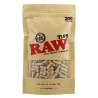 RAW PRE ROLLED PAPER TIPS 200 PER BAG