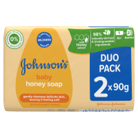 JOHNSONS BABY HONEY SOAP 90G 2PK X 12