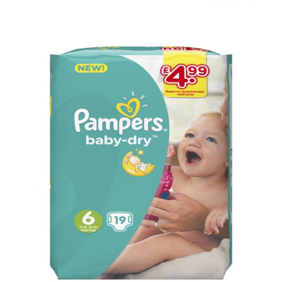 PAMPERS BABY DRY SIZE 6 19S X 4 PMP ?4.99