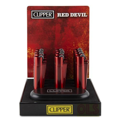 CLIPPER METAL FLINT LIGHTER RED DEVIL  DISPLA
