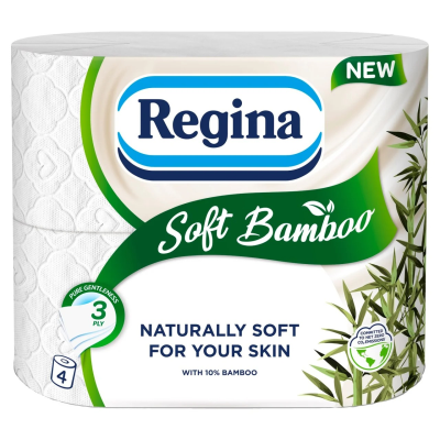 REGINA SOFT BAMBOO 3PLY WHITE T/T 4 PACK X 5