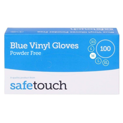 SAFETOUCH BLUE POWDER-FREE VINYL GLOVES 100S