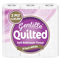 GENTILLE QUILTED TOILET ROLL 3PLY 9PK X 5 WHI