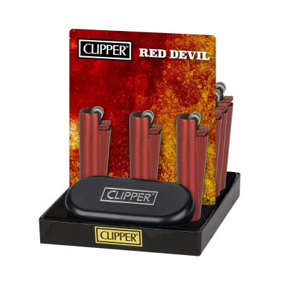 CLIPPER METAL FLINT LIGHTER RED DEVIL  DISPLA
