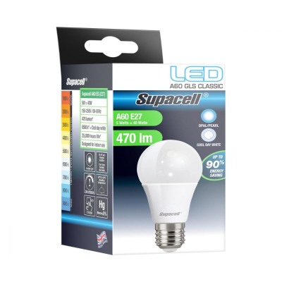 SUPACELL LED GLS E27 PEARL 5W COOL DAY WHITE