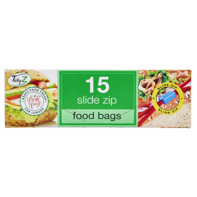 TIDYZ FOOD BAG SLIDE ZIP 15'S X 36