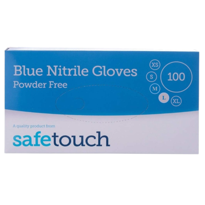 SAFETOUCH BLUE NITRILE (PF) GLOVES 100S - LAR