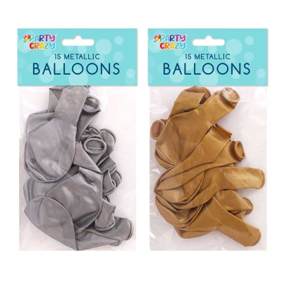BALLOONS METALLIC COLOURS 9 INCH 15PK  (5702)