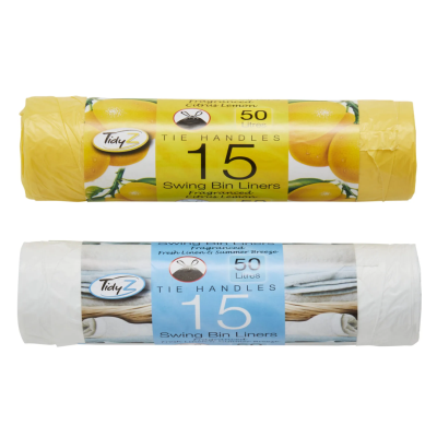 TIDYZ 50L SWING BIN LINERS FRAG ROLL 15'S X 3