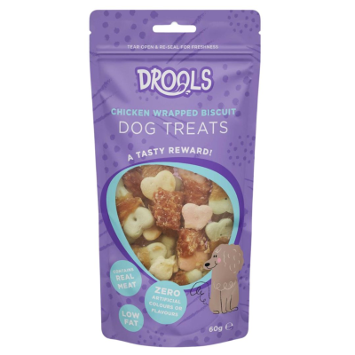 DROOLS DOG TREATS CHICKEN WRAPPED BISCUIT 60G