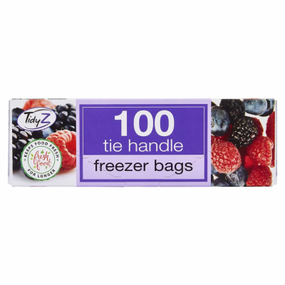 TIDYZ FREEZER BAGS TIE HANDLES 100'S X 24